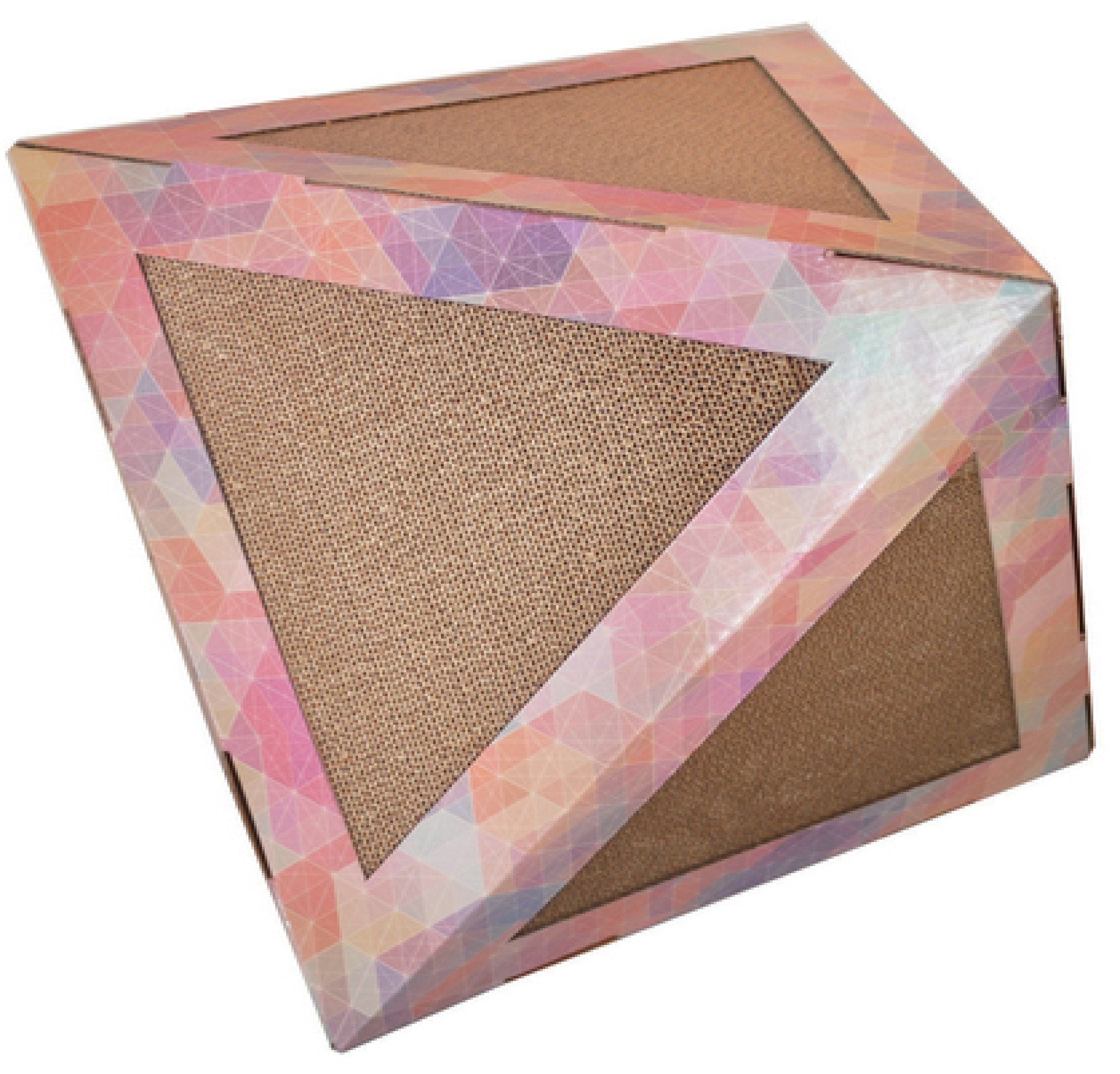 Pet Life ® 'Triangular Puzzle' Designer Premium Quality Kitty Cat Scratcher Lounge Toy and House with Catnip Default Title