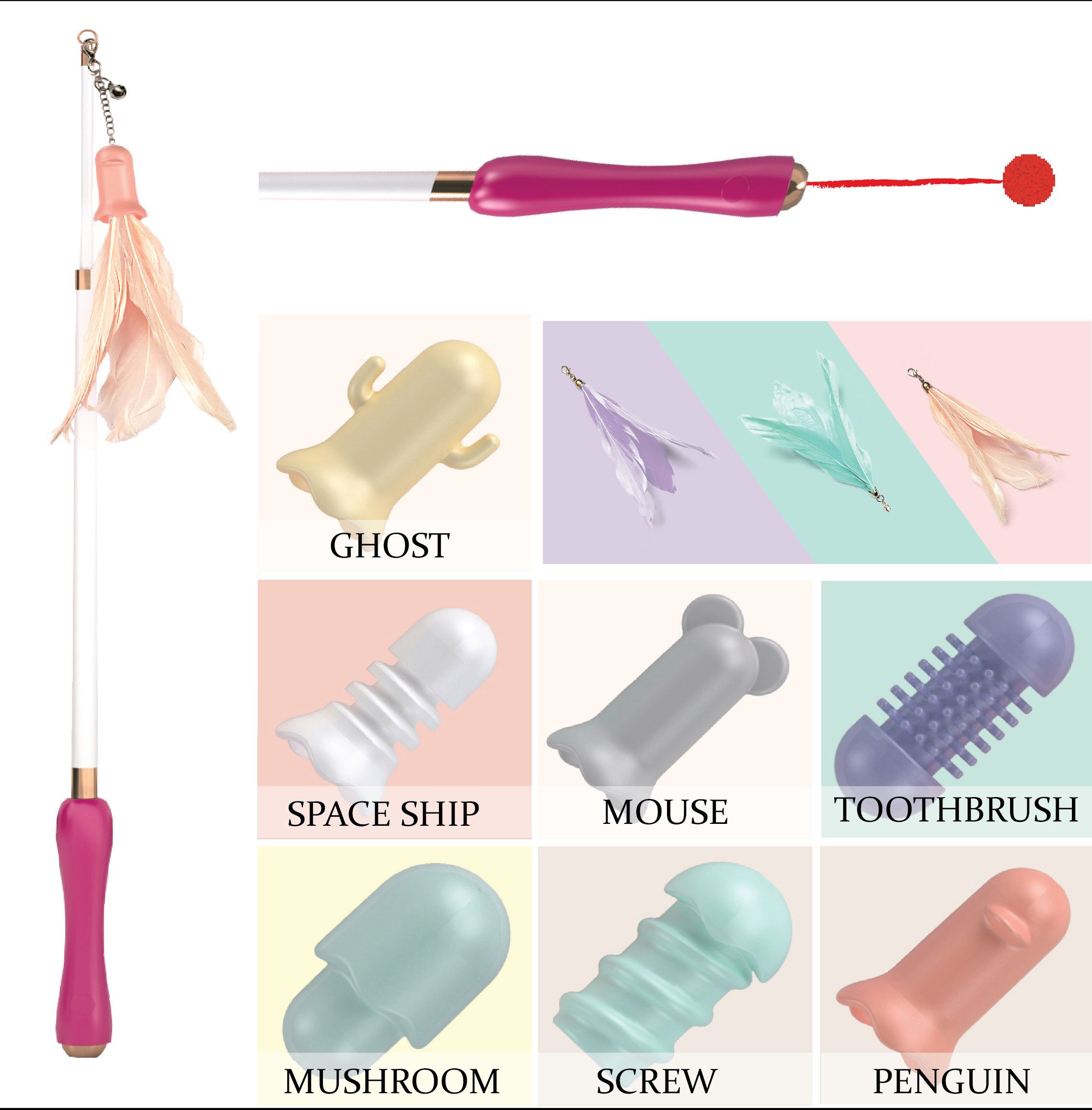 Pet Life ® 'Wander-cat' Customizeable and Extendable 10-in-1 Attachment Laser Cat Teaser Default Title