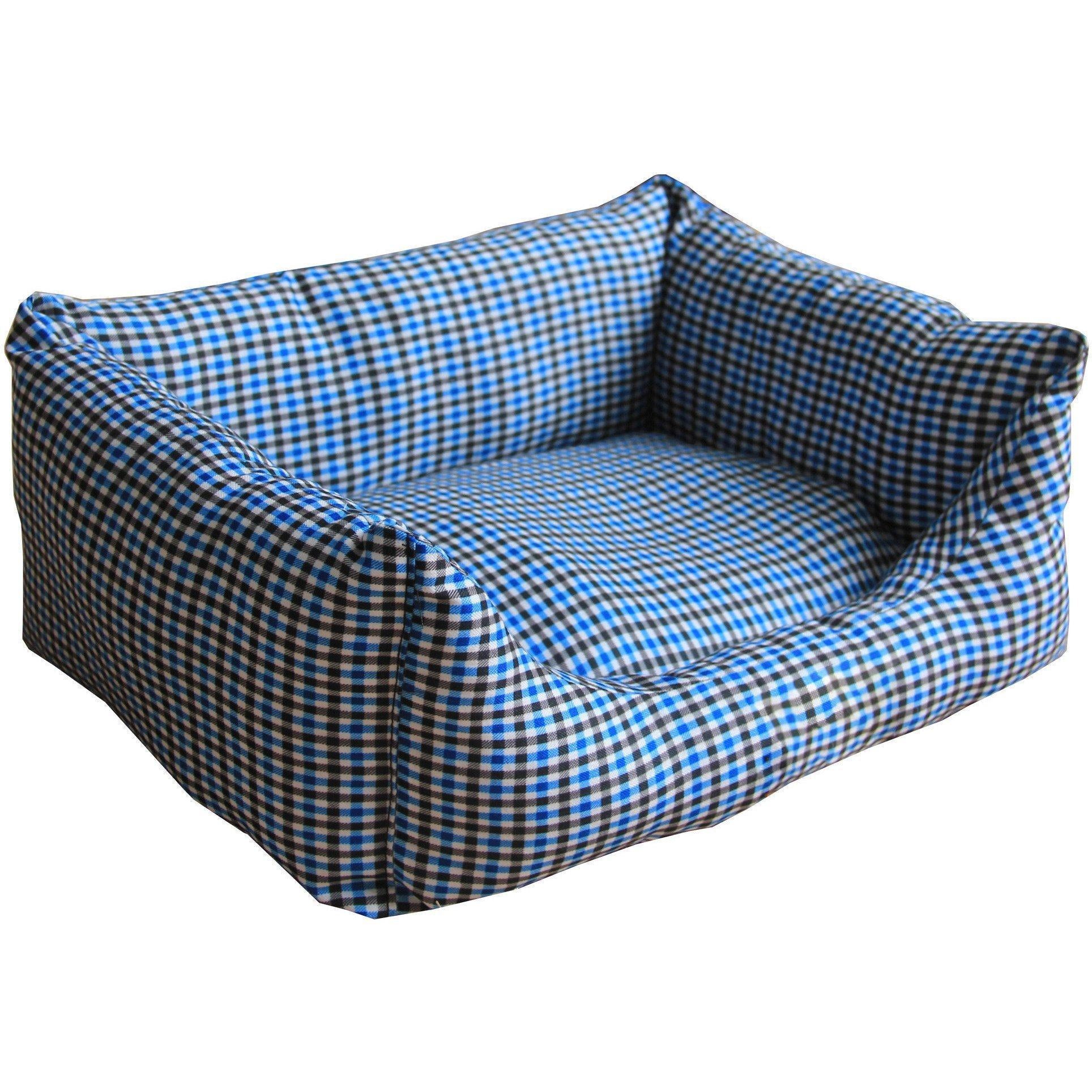 Pet Life ® 'Wick-Away' Wick-Proof Nano-Silver and Anti-Bacterial Water Resistant Rectangular Pet Dog Bed X-Small Blue Plaid