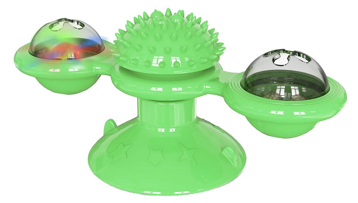 Pet Life ® 'Windmill' Rotating Suction Cup Spinning Cat Toy Green 