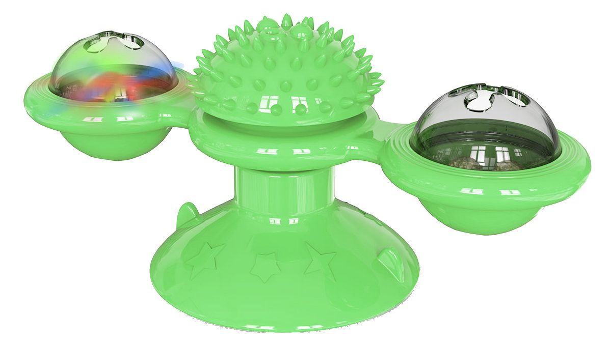 Pet Life ® 'Windmill' Rotating Suction Cup Spinning Cat Toy Green