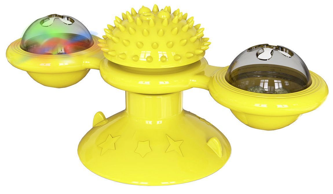 Pet Life ® 'Windmill' Rotating Suction Cup Spinning Cat Toy Yellow