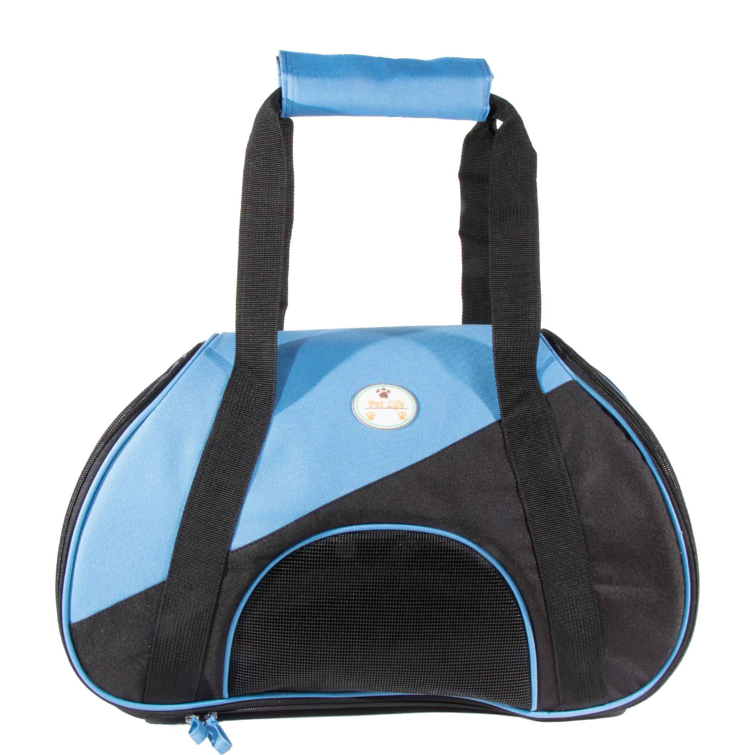 Pet Life ® 'Zip-N-Go' Airline Approved Contoured Fashion Designer Pet Dog Carrier Blue, Black