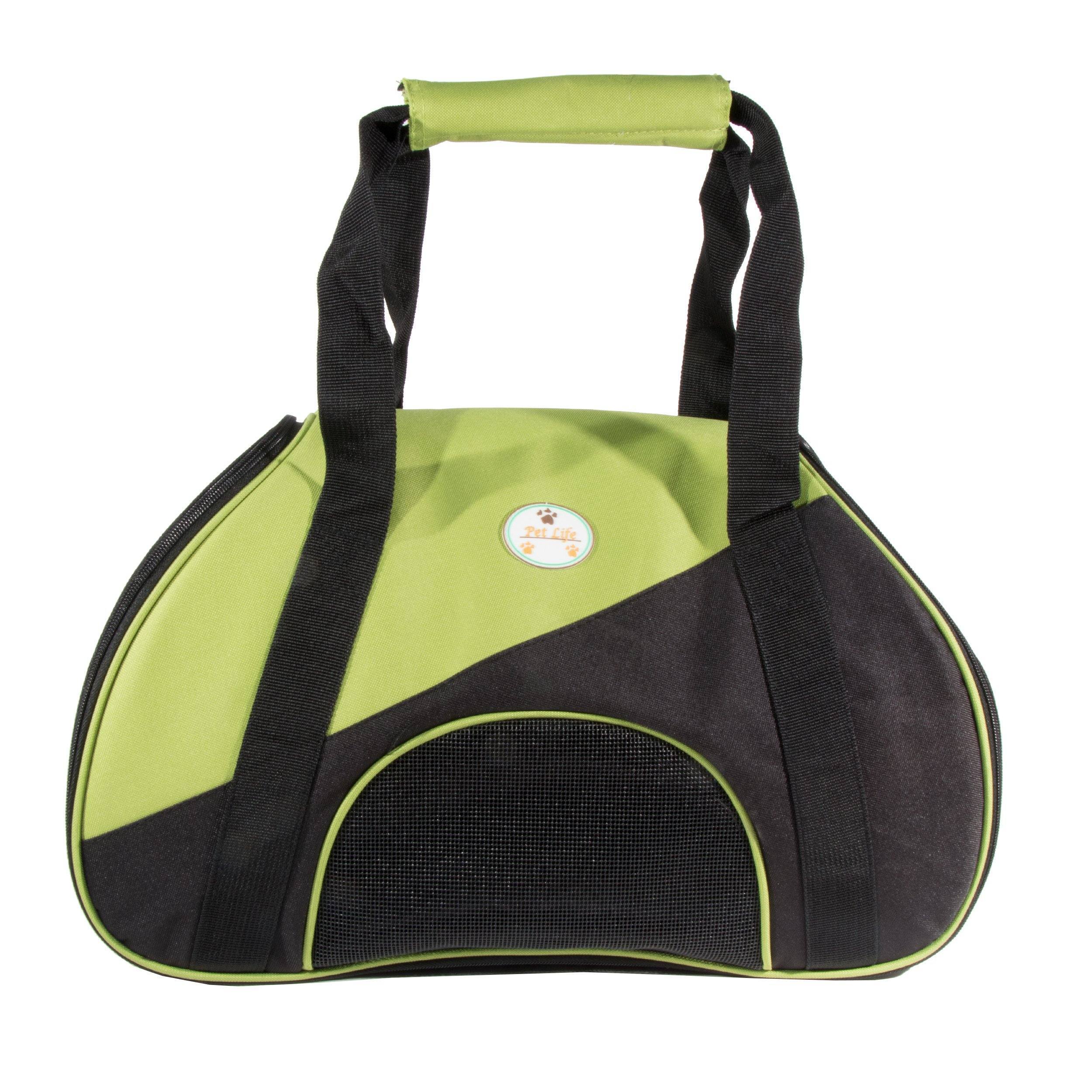Pet Life ® 'Zip-N-Go' Airline Approved Contoured Fashion Designer Pet Dog Carrier Green, Black