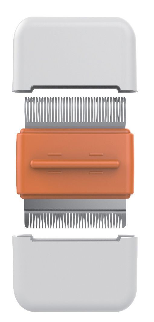 Pet Life ® 'Zipocket' 2-in-1 Underake and Stainless Steel Travel Grooming Pet Comb Orange