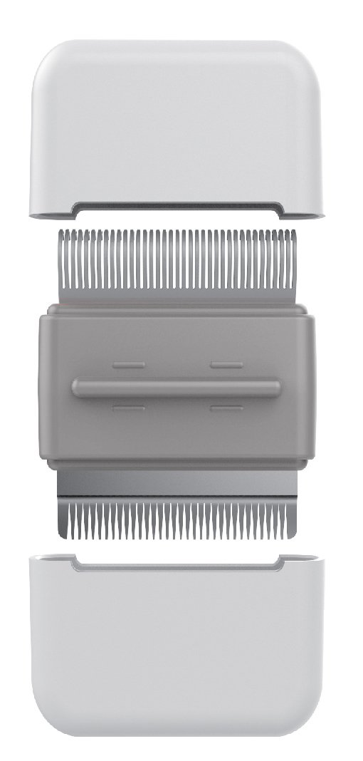 Pet Life ® 'Zipocket' 2-in-1 Underake and Stainless Steel Travel Grooming Pet Comb Gray