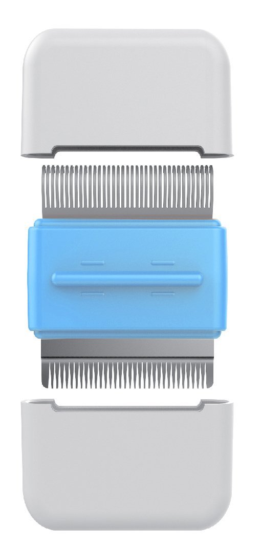 Pet Life ® 'Zipocket' 2-in-1 Underake and Stainless Steel Travel Grooming Pet Comb Blue
