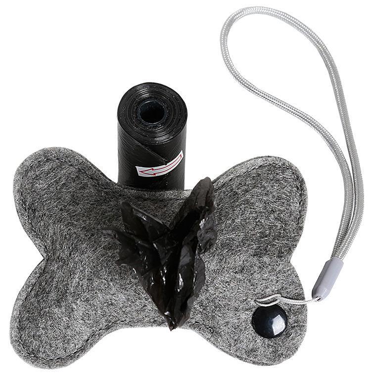Pet Life ®Fleece Bone Shaped Travel Waste Bag Dispenser with 2 Rolls Default Title