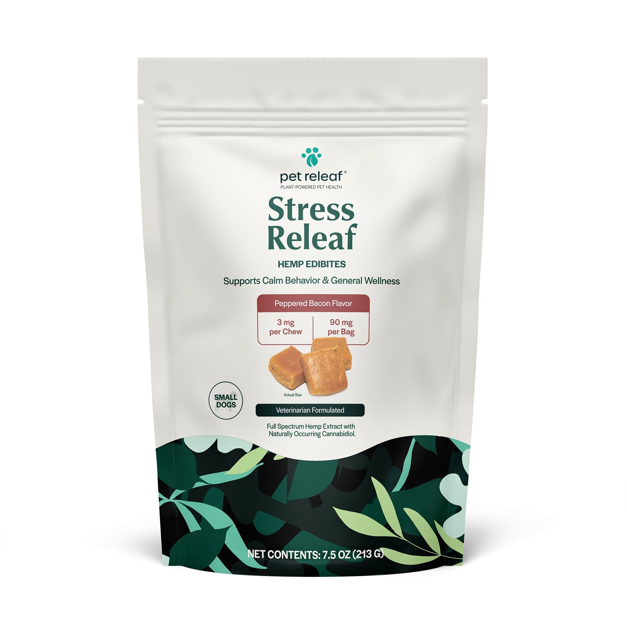 Pet Releaf Edibites Small Breed Peppered Bacon Calm Behavior & General Wellness Softchew Dog Treats - 7.5 oz Bag