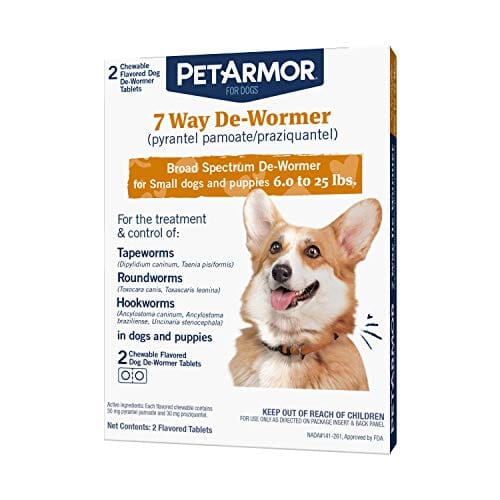 Petarmor 7 Way Chewable De-Wormer for Dogs - 6 - 25 Lbs - 2 Count