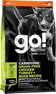 Petcurean GO! Carnivore Grain-Free Chicken, Turkey & Duck Puppy Dry Dog Food - 22 lb Bag
