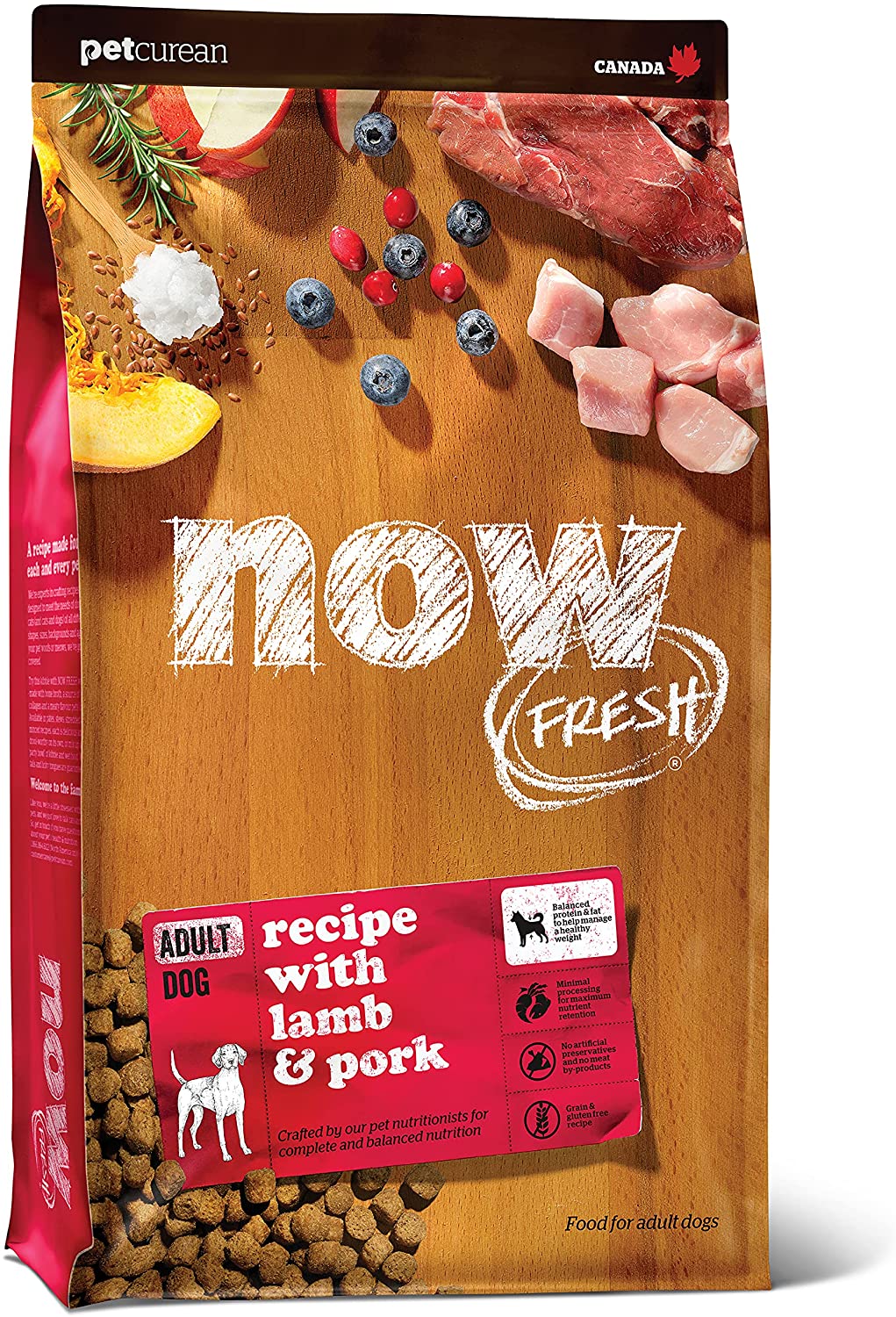 Petcurean NOW FRESH Grain-Free Red Meat Adult Recipe Dry Dog Food - 22 lb Bag