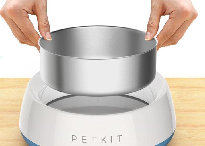 PETKIT ® 'FRESH METAL' Large Anti-Bacterial Machine Washable Smart Food Weight Calculating Digital Scale Pet Cat Dog Bowl Feeder w/ Inlcuded Batteries and Ejectable Stainless Bowl
