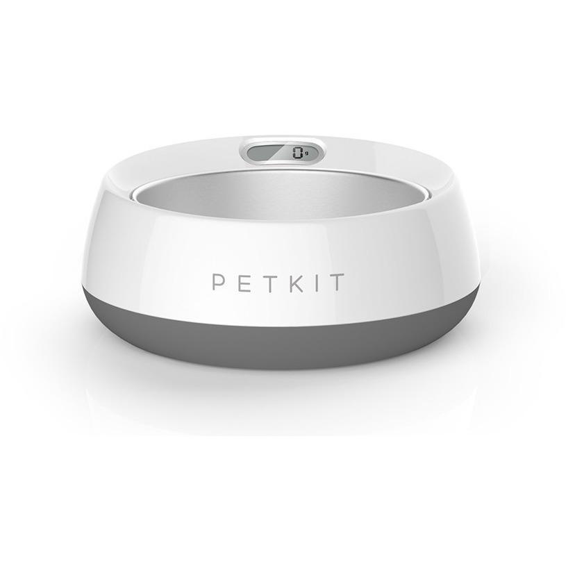 PETKIT ® 'FRESH METAL' Large Anti-Bacterial Machine Washable Smart Food Weight Calculating Digital Scale Pet Cat Dog Bowl Feeder w/ Inlcuded Batteries and Ejectable Stainless Bowl Grey