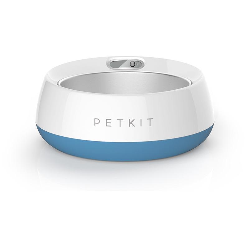 PETKIT ® 'FRESH METAL' Large Anti-Bacterial Machine Washable Smart Food Weight Calculating Digital Scale Pet Cat Dog Bowl Feeder w/ Inlcuded Batteries and Ejectable Stainless Bowl Blue 