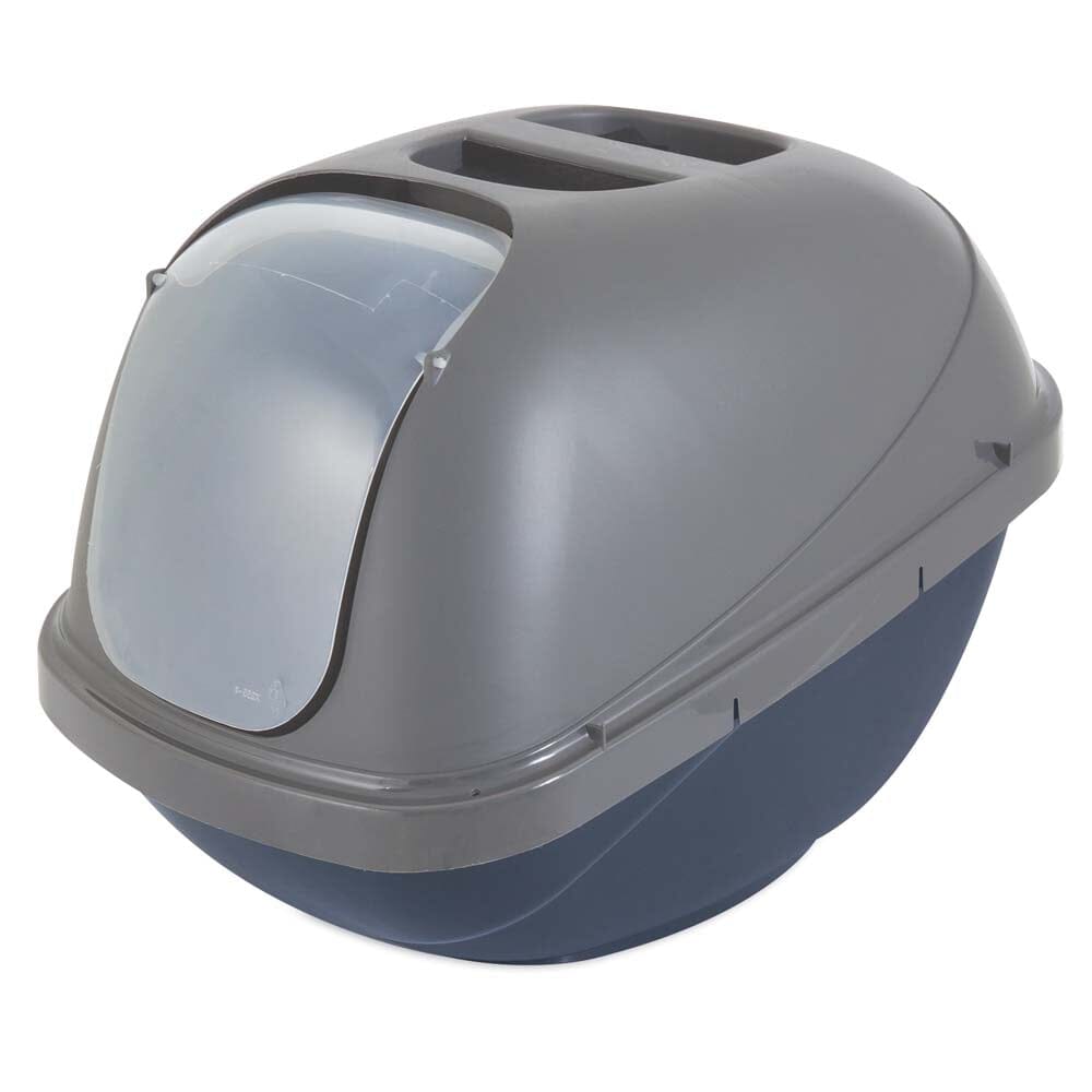 Petmate Basic Hooded Cat Litter Box Blue Steel Base/Pearl Silver Hood - Jumbo