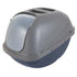 Petmate Basic Hooded Cat Litter Box Blue Steel Base/Pearl Silver Hood - Jumbo