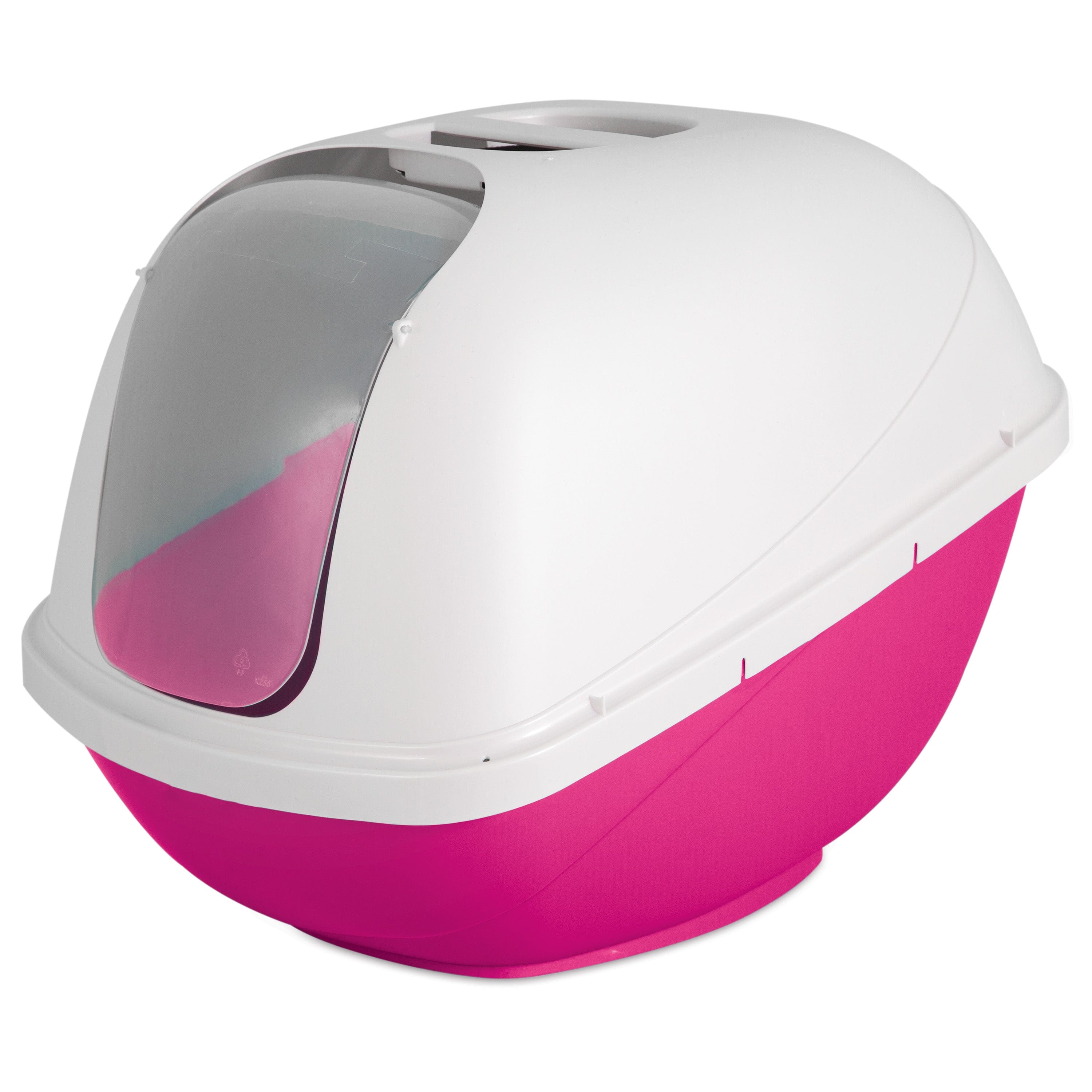 Petmate Basic Hooded Cat Litter Box Hot Pink Base/Pearl White Hood - Jumbo