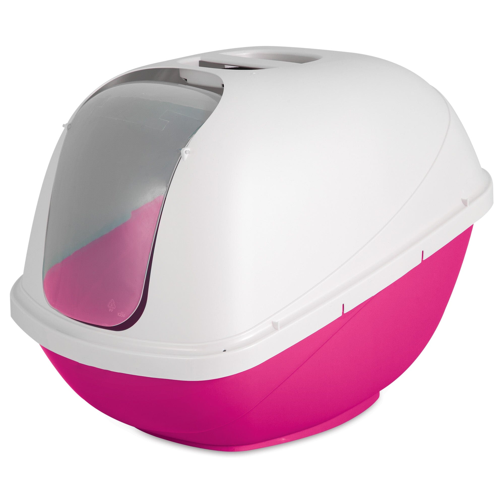 Petmate Basic Hooded Cat Litter Box Hot Pink Base/Pearl White Hood - Large