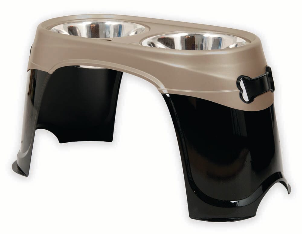Petmate Easy Reach Diner Feeder Black/Pearl/Tan - Extra Large - 14.5 in