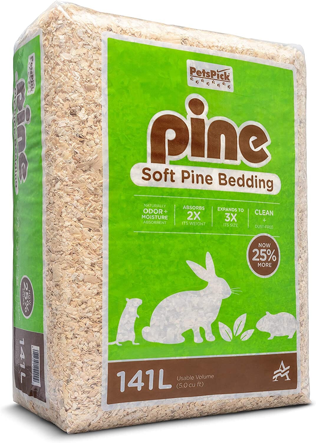 Pet's Pick Kiln Dried Soft Pine Bedding - Pine - 141 L  