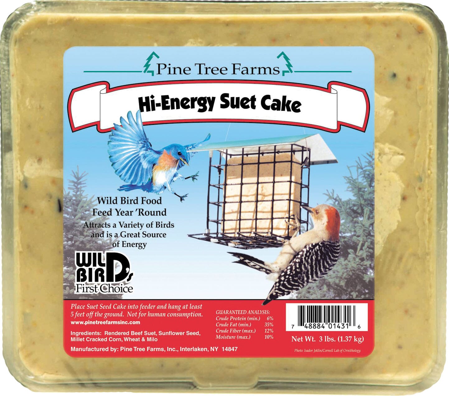 Pine Tree Farms Suet Cakes Wild Bird Food - Hi-Energy - 3 Lbs