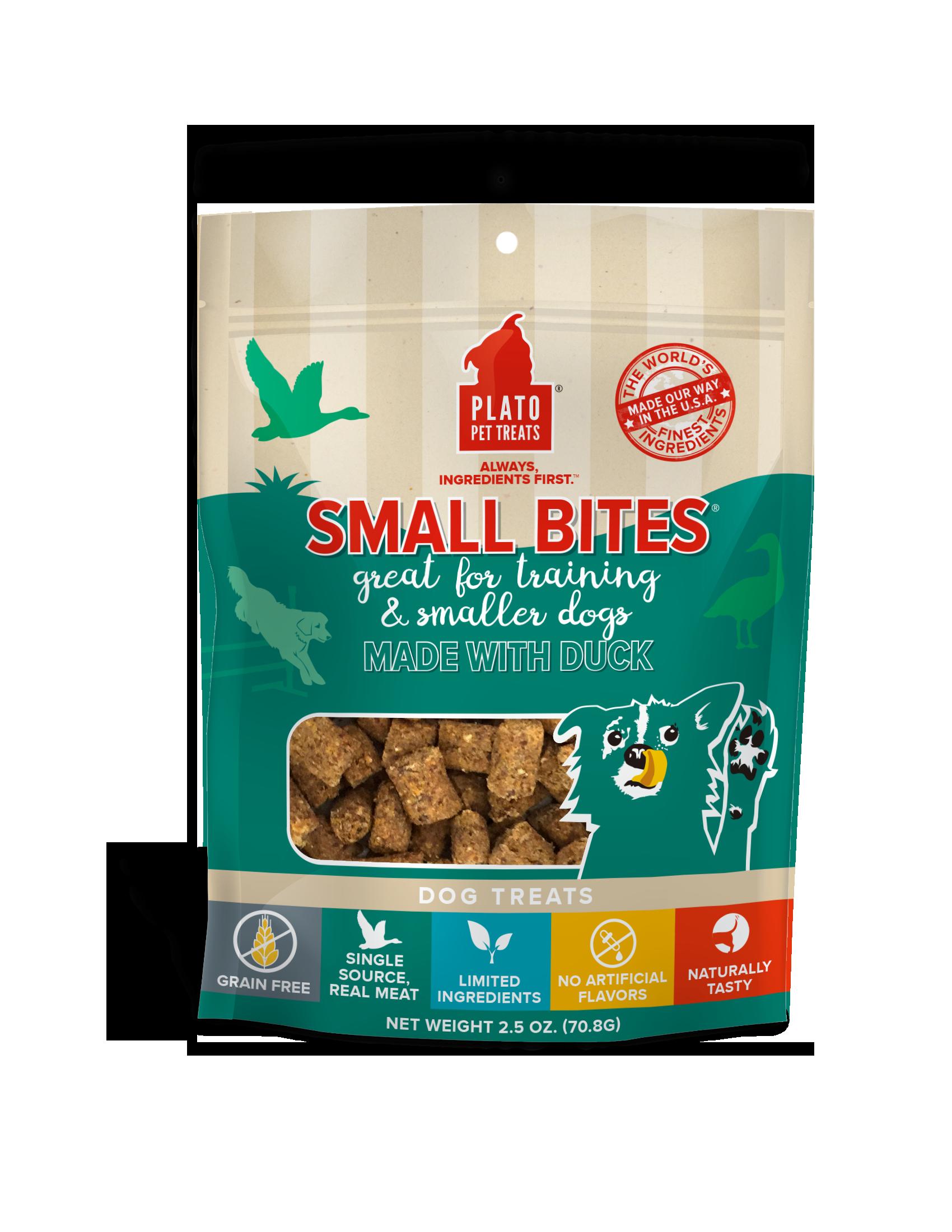 Plato Pet Treats Small Bites Duck Crunchy Dog Treats - 2.5 oz Bag