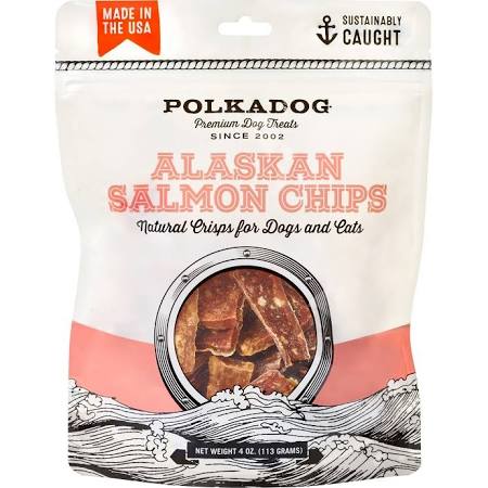 Polka Dog Bakery Salmon Chips Pouch Jerky Dog Treats - 4 Oz