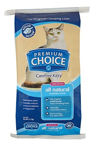 Premium Choice Carefree Kitty Solid Scoop Cat Litter - Unscented - 25 Lbs