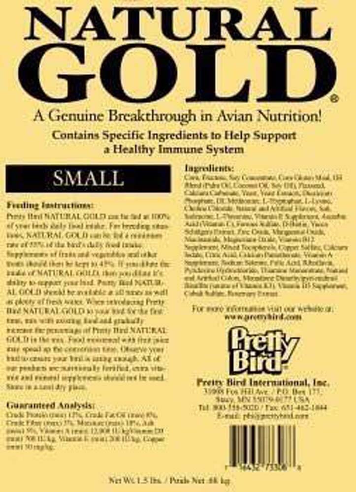 Pretty Bird International Natural Gold Pelleted Bird Food - 30 lb - Small