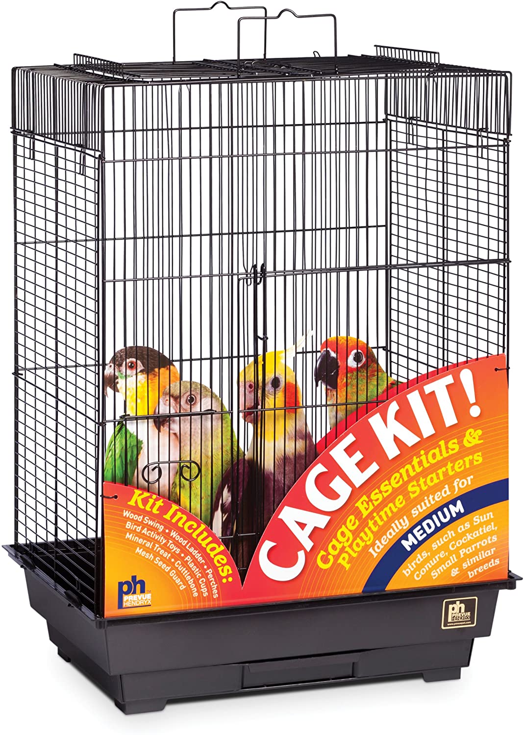 Prevue Hendryx Square Roof Bird Cage Kit - Black - 18" x 14" x 23"