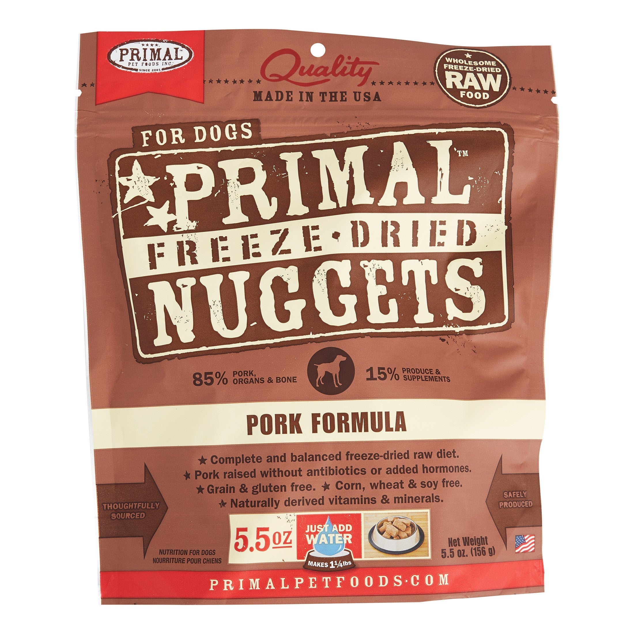 Primal Freeze-Dried Dog Food Nuggets Pork - 5.5 Oz