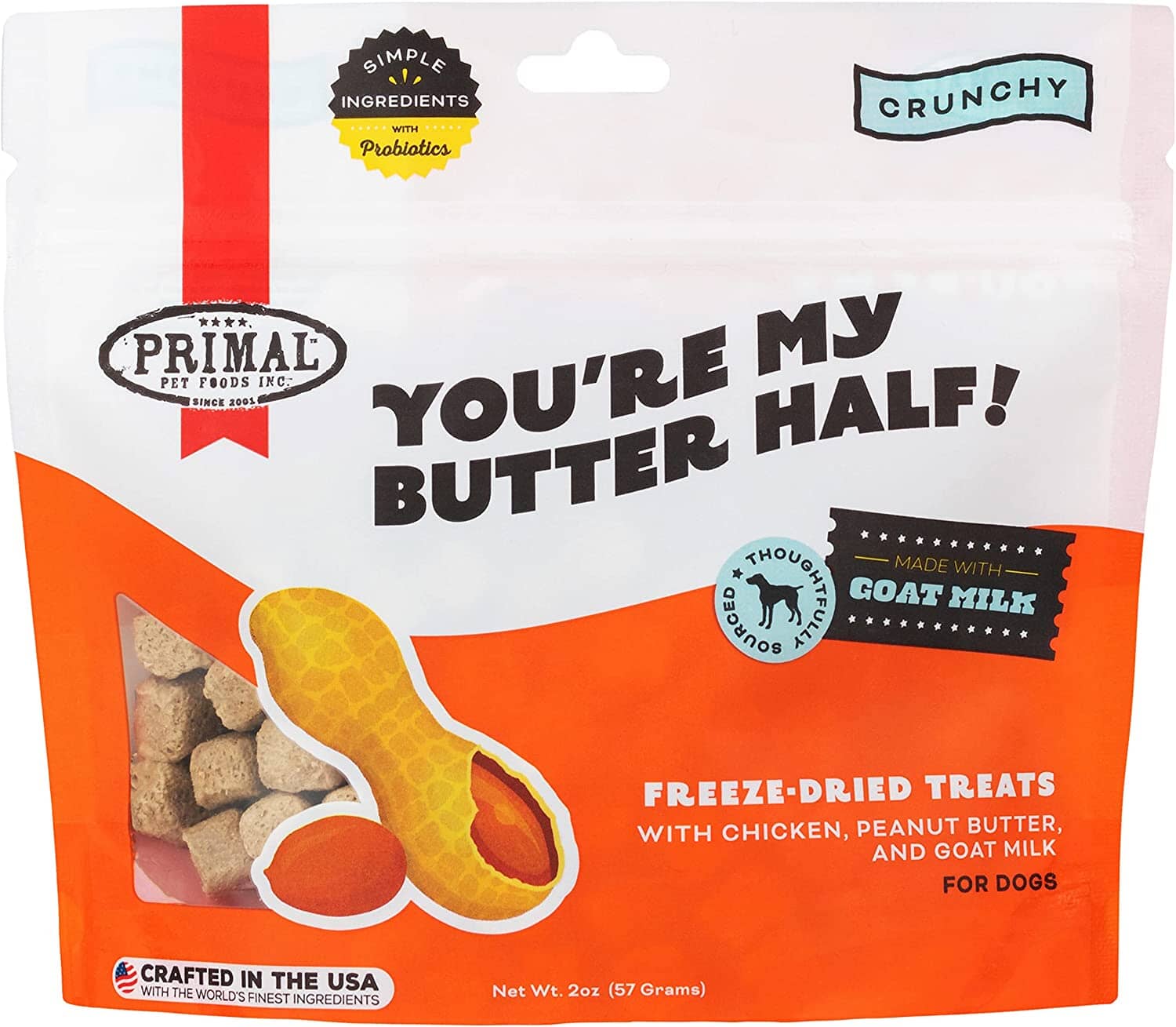 Primal YOUR MY BUTTER HALF Chicken Peanut Butter with Goat Milk Freeze-Dried Dog Treats - 2 Oz