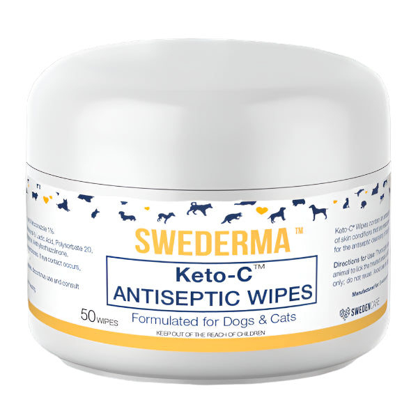Proden Plaqueoff Swederma Therapeutic Keto-C Antiseptic Wipes for Dogs and Cats - 50ct