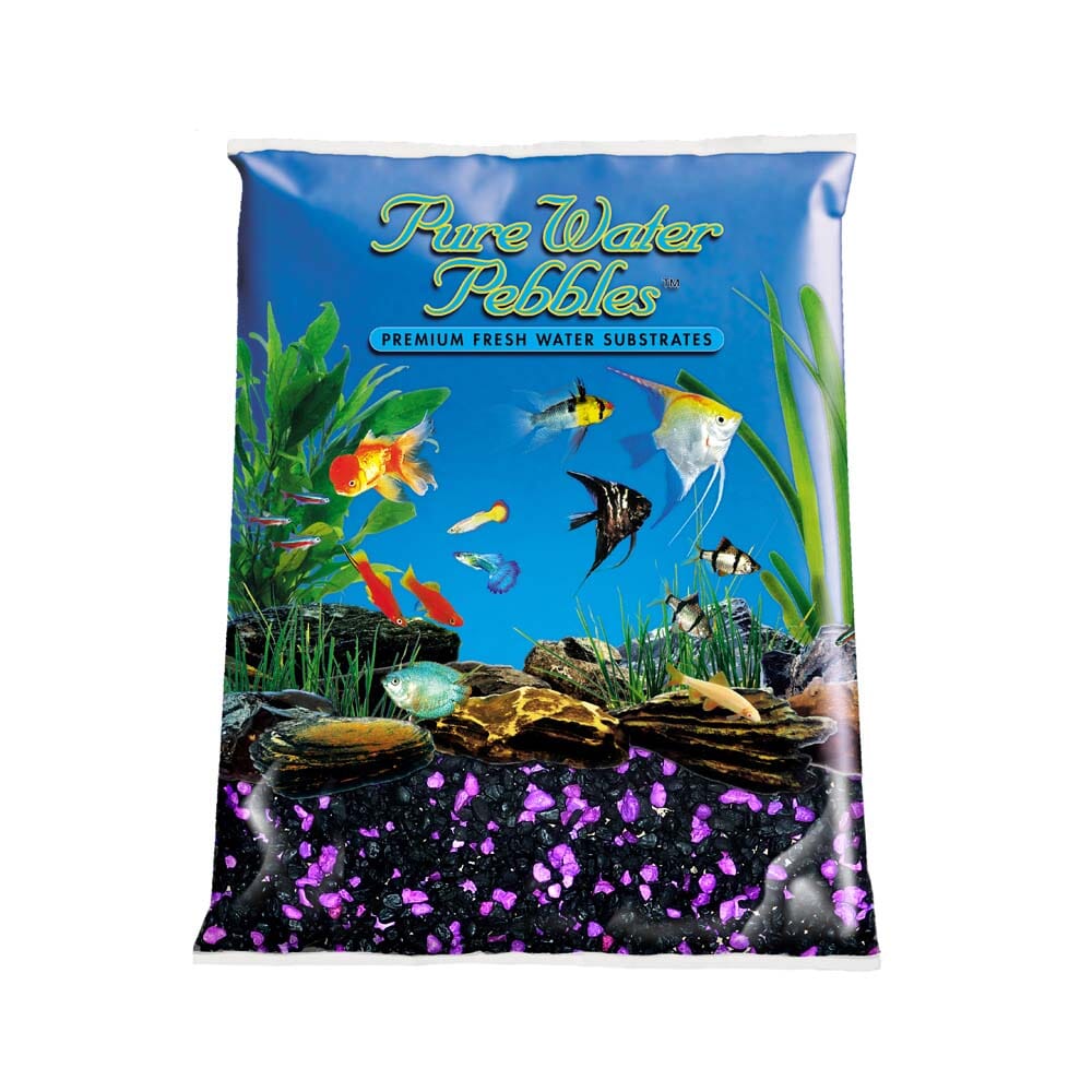Pure Water Pebbles Premium Fresh Water Coated Aquarium Gravel Blackberry Glo - 5 lbs - 6 Count