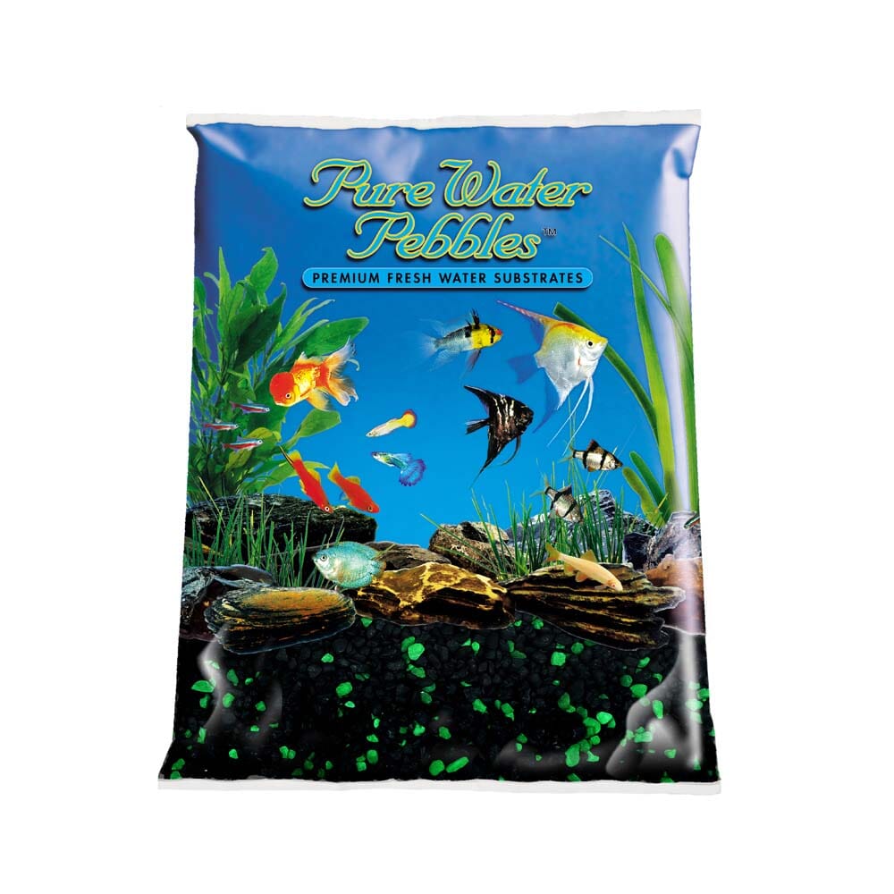 Pure Water Pebbles Premium Fresh Water Coated Aquarium Gravel Emerald Glo - 5 lbs - 6 Count