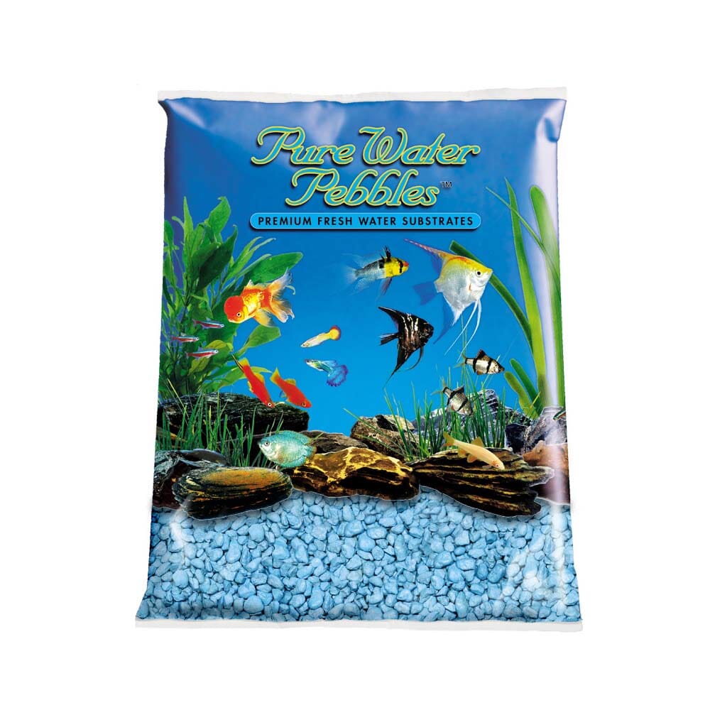 Pure Water Pebbles Premium Fresh Water Coated Aquarium Gravel Heavenly Blue - 5 lbs - 6 Count