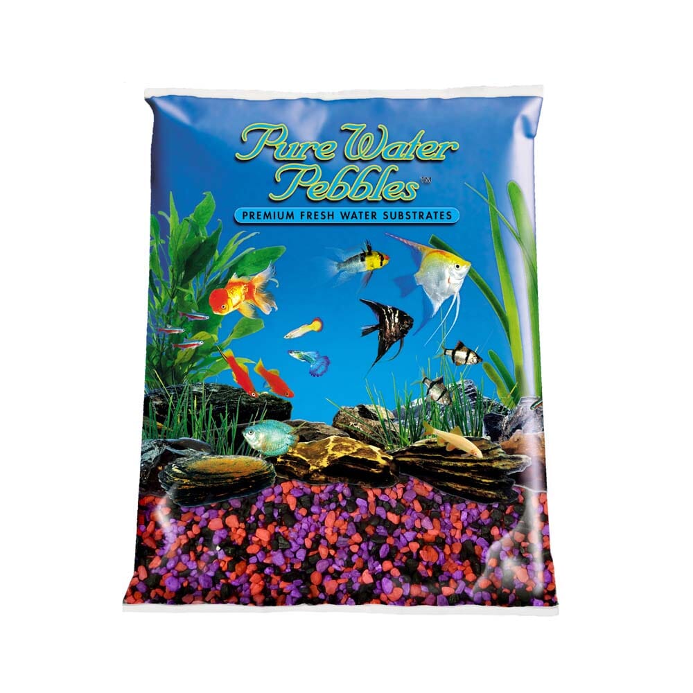 Pure Water Pebbles Premium Fresh Water Coated Aquarium Gravel Neon CherryBerry - 5 lbs - 6 Count