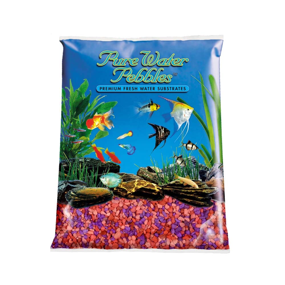 Pure Water Pebbles Premium Fresh Water Coated Aquarium Gravel Neon Fruit Delight - 5 lbs - 6 Count