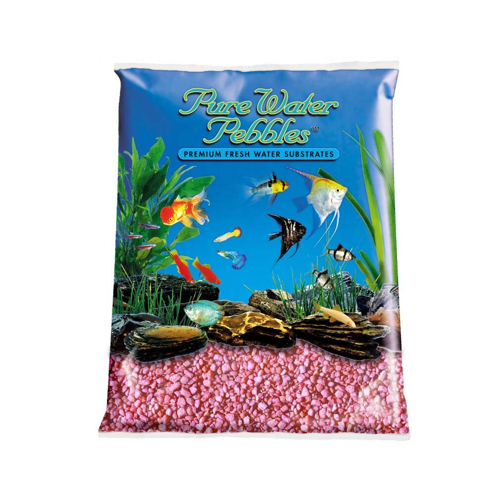 Pure Water Pebbles Premium Fresh Water Coated Aquarium Gravel Neon Pink - 2 lbs - 6 Count