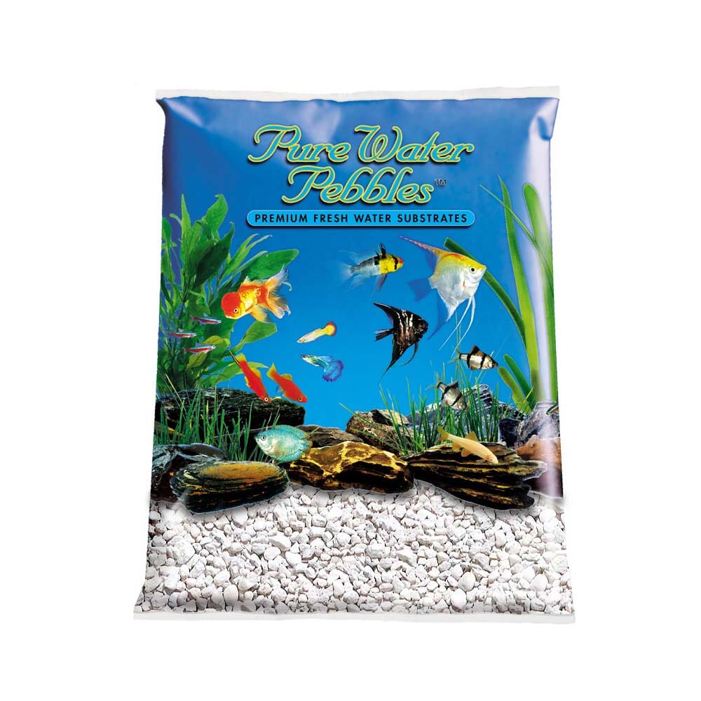 Pure Water Pebbles Premium Fresh Water Coated Aquarium Gravel Snow White - 5 lbs - 6 Count