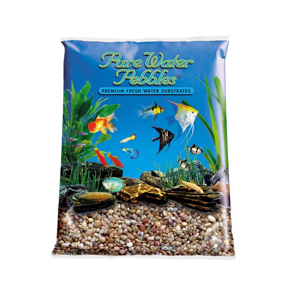 Pure Water Pebbles Premium Fresh Water Cumberland River Gems Natural Aquarium Gravel - 5 lbs - 6 Count