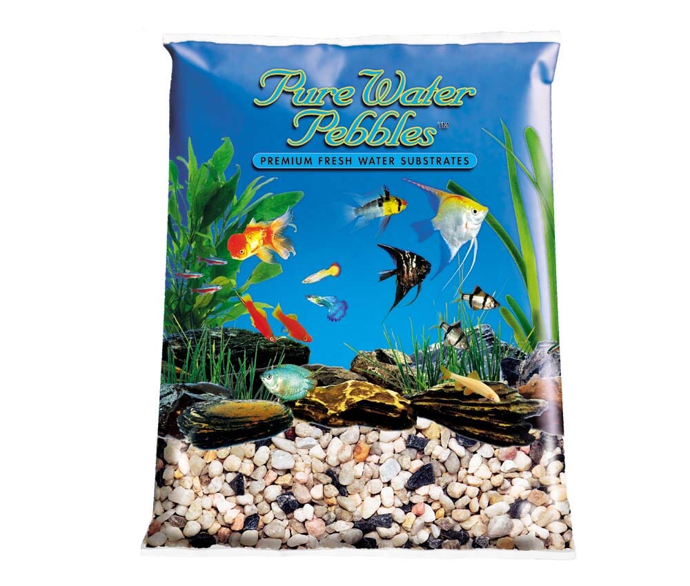 Pure Water Pebbles Premium Fresh Water Rainbow Gems Natural Aquarium Gravel - 5 lbs - 6 Count