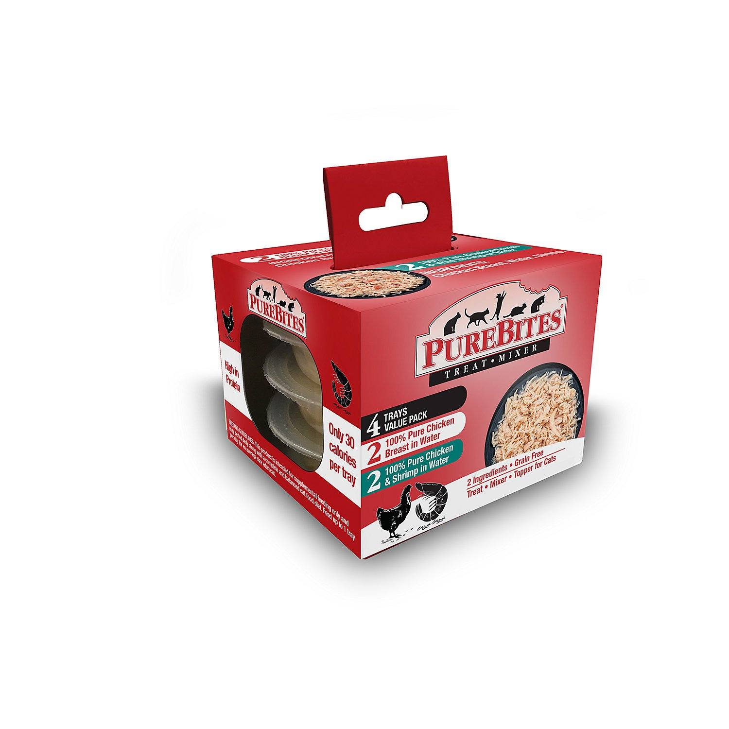 Purebites Chicken & Chicken/Shrimp Variety Cat Toppers and Mixers - 4 - Pack