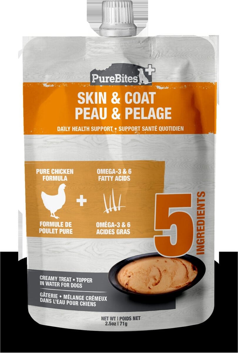 Purebites Skin & Coat Squeezable Pouch Dog Food Toppings - 2.5 Oz Pouches - Case of 15