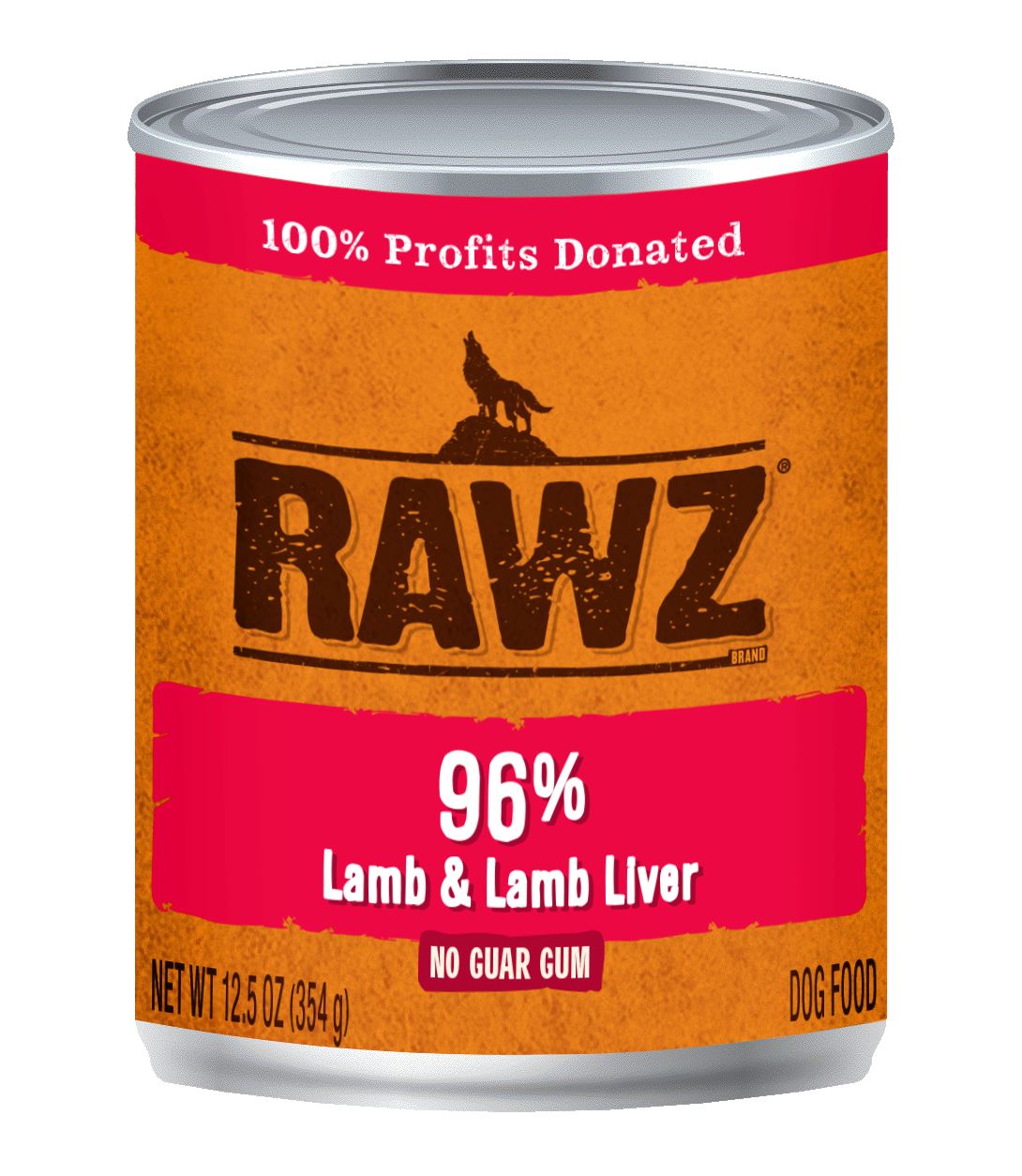 Rawz 96% Lamb & Lamb Liver Pate Canned Dog Food - 12.5 oz - Case of 12