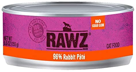 Rawz 96% Rabbit Pate Canned Cat Food - 5.5 oz - Case of 24