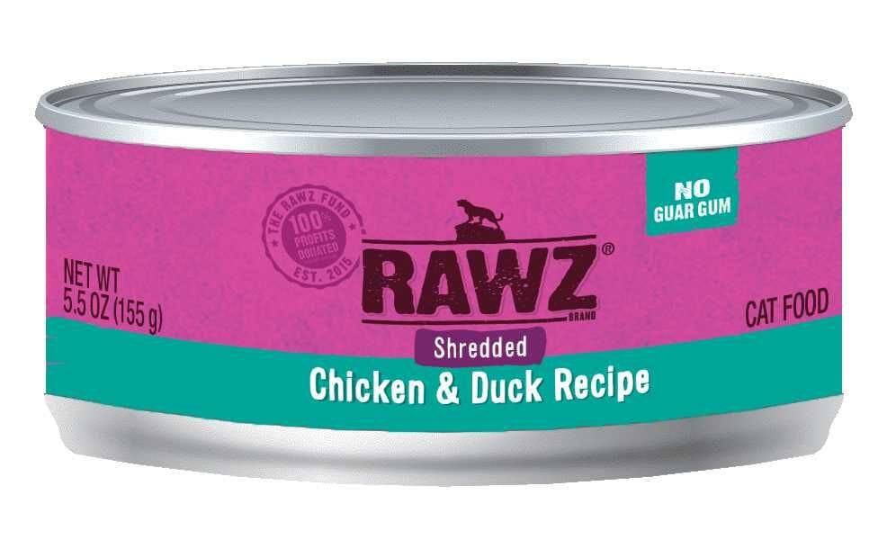 Rawz Shredded Chicken & Duck Canned Cat Food - 3 oz - Case of 18