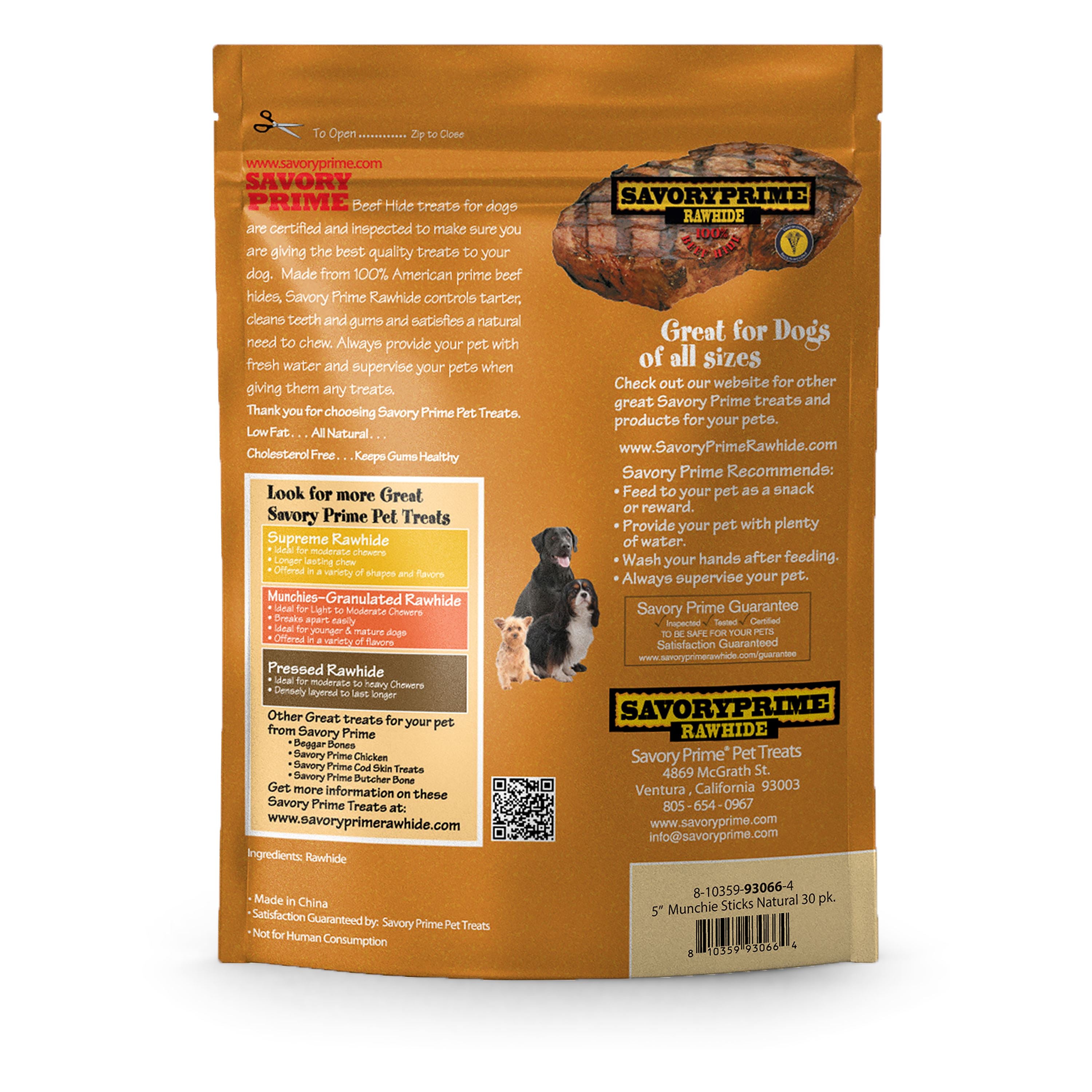 Savory Prime Munchie Sticks Dog Treats Natural - 5 in - 30 Count