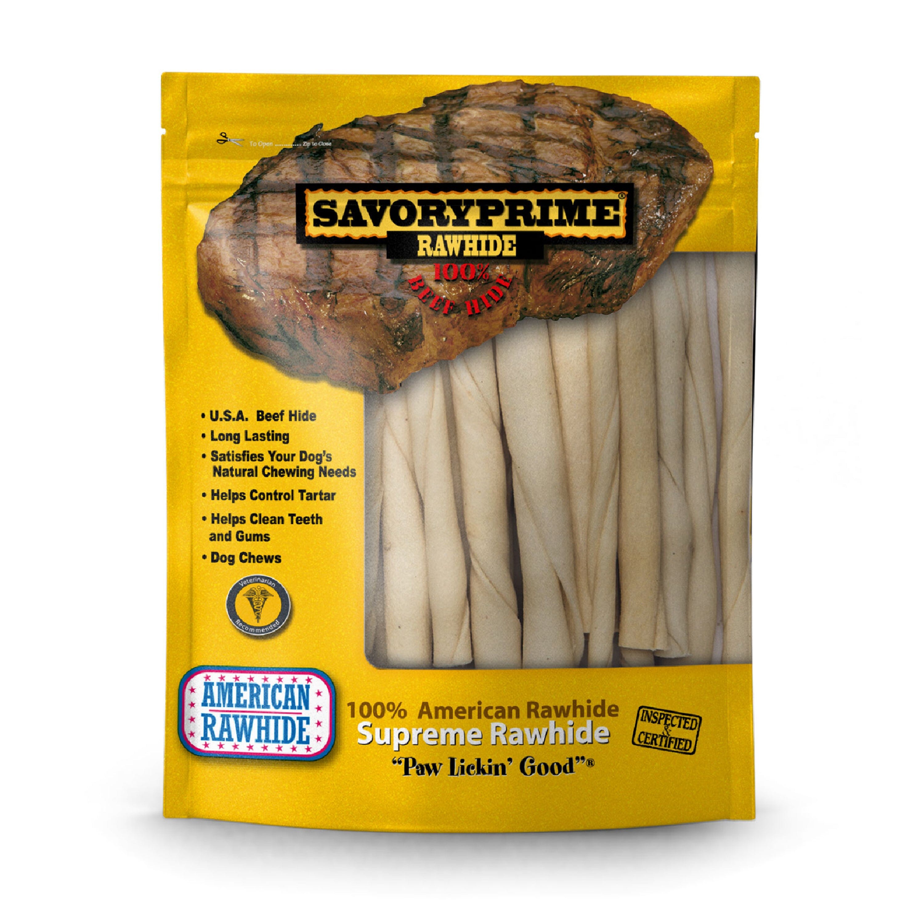 Savory Prime Pressed Rawhide Twist Sticks Natural - 5 in - 30 pk